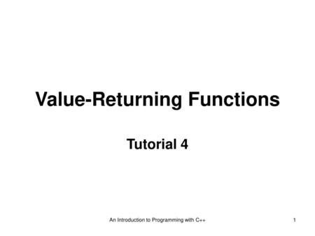 Value-Returning Functions