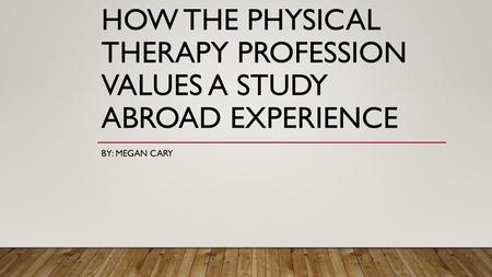 How the physical therapy profession values a study abroad experience