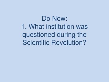Effects of the Scientific Revolution