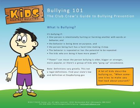 Bullying 101 The Club Crew’s Guide to Bullying Prevention