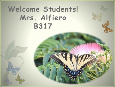 Welcome Students! Mrs. Alfiero B317