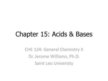 CHE 124: General Chemistry II