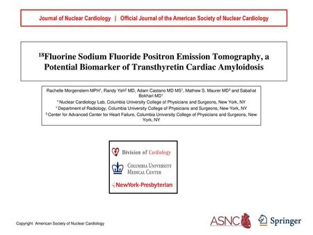 Journal of Nuclear Cardiology | Official Journal of the American Society of Nuclear Cardiology 18Fluorine Sodium Fluoride Positron Emission Tomography,