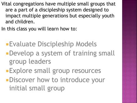 Evaluate Discipleship Models
