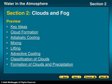 Section 2: Clouds and Fog