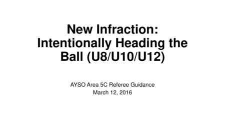 New Infraction: Intentionally Heading the Ball (U8/U10/U12)