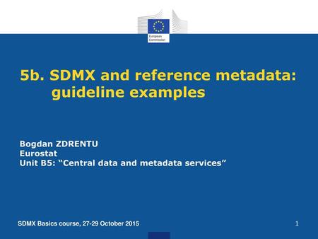 5b. SDMX and reference metadata: guideline examples