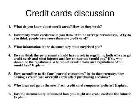 Credit cards discussion