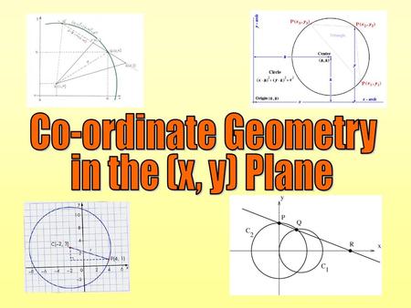 Co-ordinate Geometry in the (x, y) Plane.