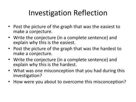 Investigation Reflection