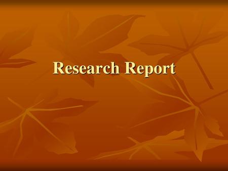Research Report.
