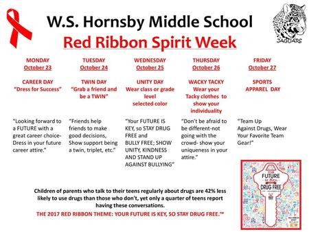 W.S. Hornsby Middle School Red Ribbon Spirit Week