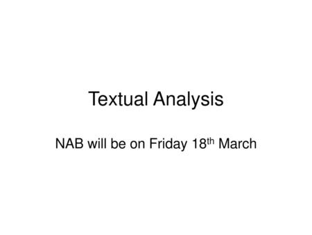 NAB will be on Friday 18th March
