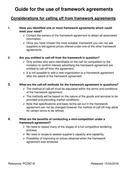 Guide for the use of framework agreements