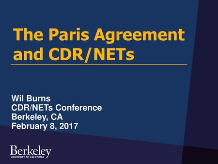 The Paris Agreement and CDR/NETs