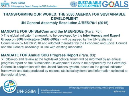 TRANSFORMING OUR WORLD: THE 2030 AGENDA FOR SUSTAINABLE DEVELOPMENT