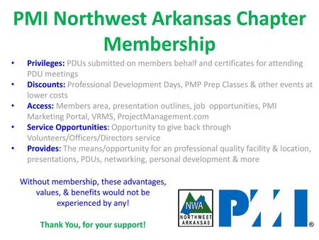 PMI Northwest Arkansas Chapter Membership