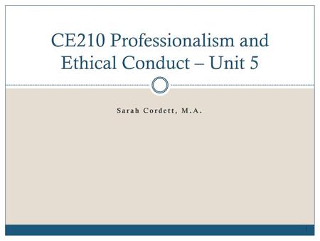 CE210 Professionalism and Ethical Conduct – Unit 5