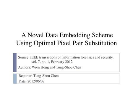A Novel Data Embedding Scheme Using Optimal Pixel Pair Substitution