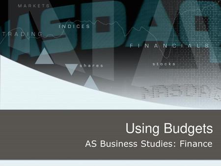 AS Business Studies: Finance