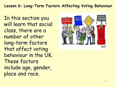 Lesson 6: Long-Term Factors Affecting Voting Behaviour