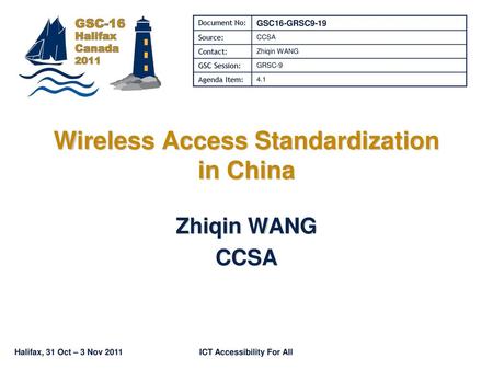 Wireless Access Standardization in China