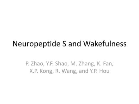 Neuropeptide S and Wakefulness