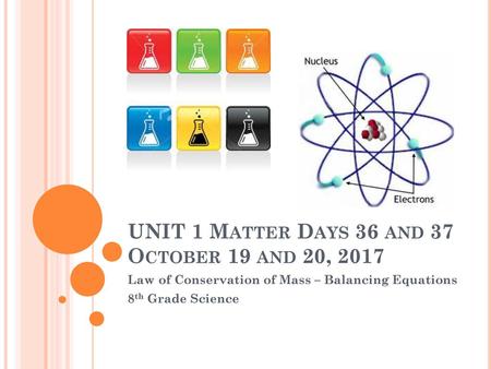 UNIT 1 Matter Days 36 and 37 October 19 and 20, 2017