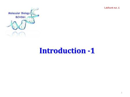 Lecture no. 1 Introduction -1.