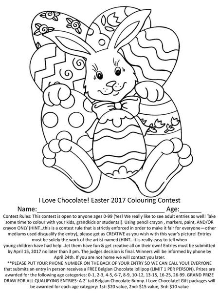 I Love Chocolate! Easter 2017 Colouring Contest