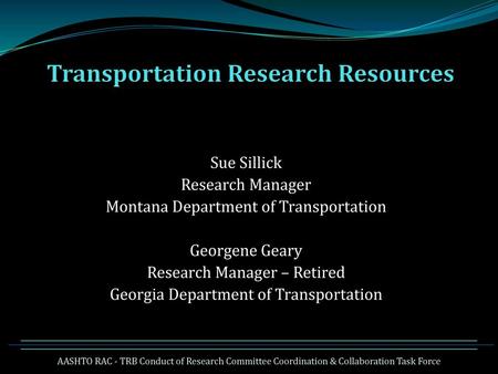 Transportation Research Resources