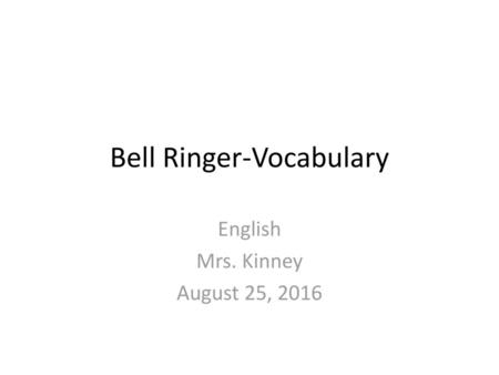 Bell Ringer-Vocabulary
