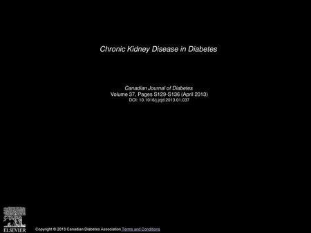 Chronic Kidney Disease in Diabetes