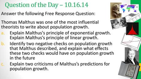 Question of the Day – Answer the following Free Response Question: