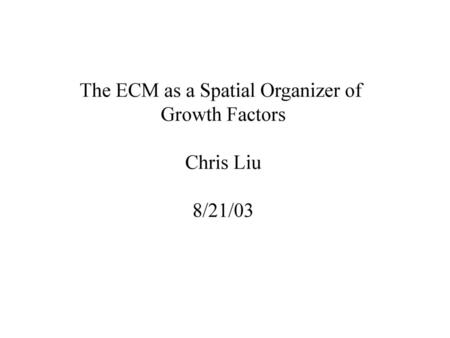 The ECM as a Spatial Organizer of