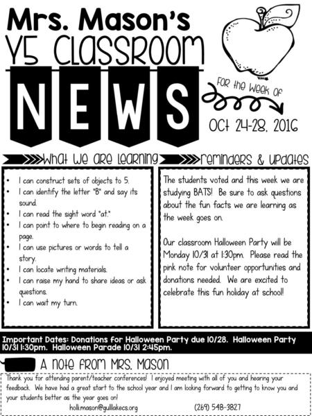 Mrs. Mason’s Y5 Classroom Oct 24-28, 2016 What we are learning