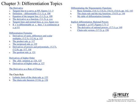 Chapter 3: Differentiation Topics
