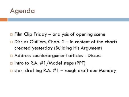 Agenda Film Clip Friday – analysis of opening scene
