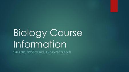 Biology Course Information