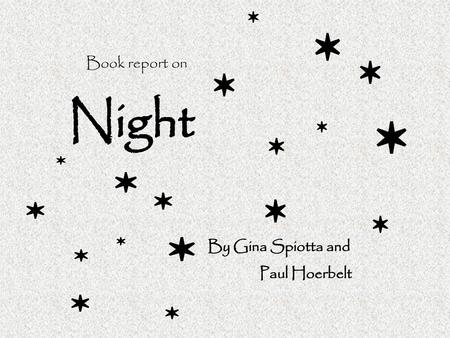 Book report on Night By Gina Spiotta and Paul Hoerbelt.