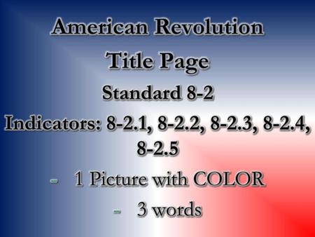 American Revolution Title Page