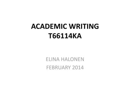 ELINA HALONEN FEBRUARY 2014
