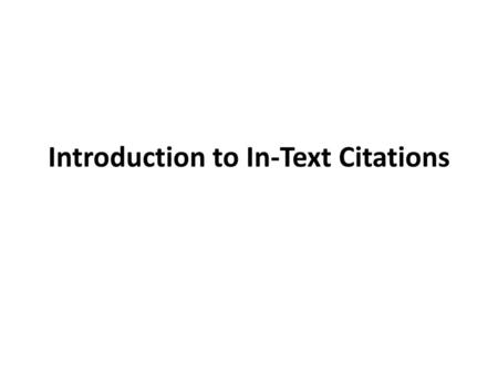 Introduction to In-Text Citations