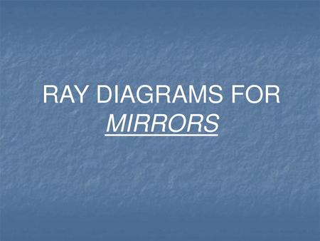 RAY DIAGRAMS FOR MIRRORS