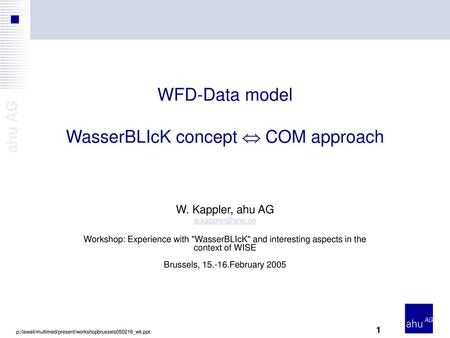 WFD-Data model WasserBLIcK concept  COM approach