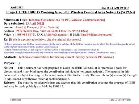 October 2011 doc.: IEEE ptc April 2012