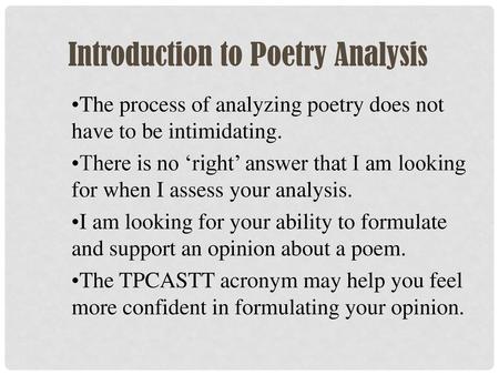 Introduction to Poetry Analysis