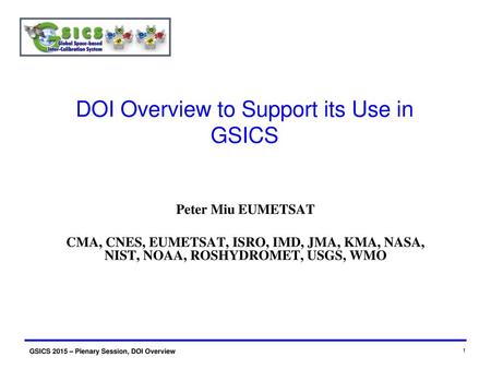 DOI Overview to Support its Use in GSICS