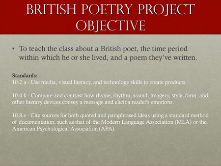 British poetry Project objective