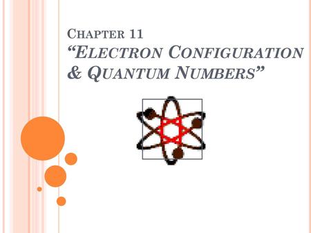 Chapter 11 “Electron Configuration & Quantum Numbers”
